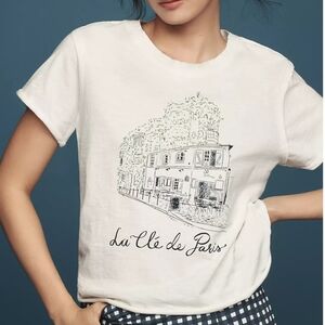 NWT Laura Cruse x Anthropologie Paris Café Graphic Tee